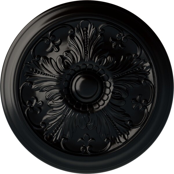 Ekena Millwork Vienna Ceiling Medallion (Fits Canopies up to 3 1/4"), Hand-Painted Jet Black, 16 7/8"OD x 5/8"P CM17VIBLF - main